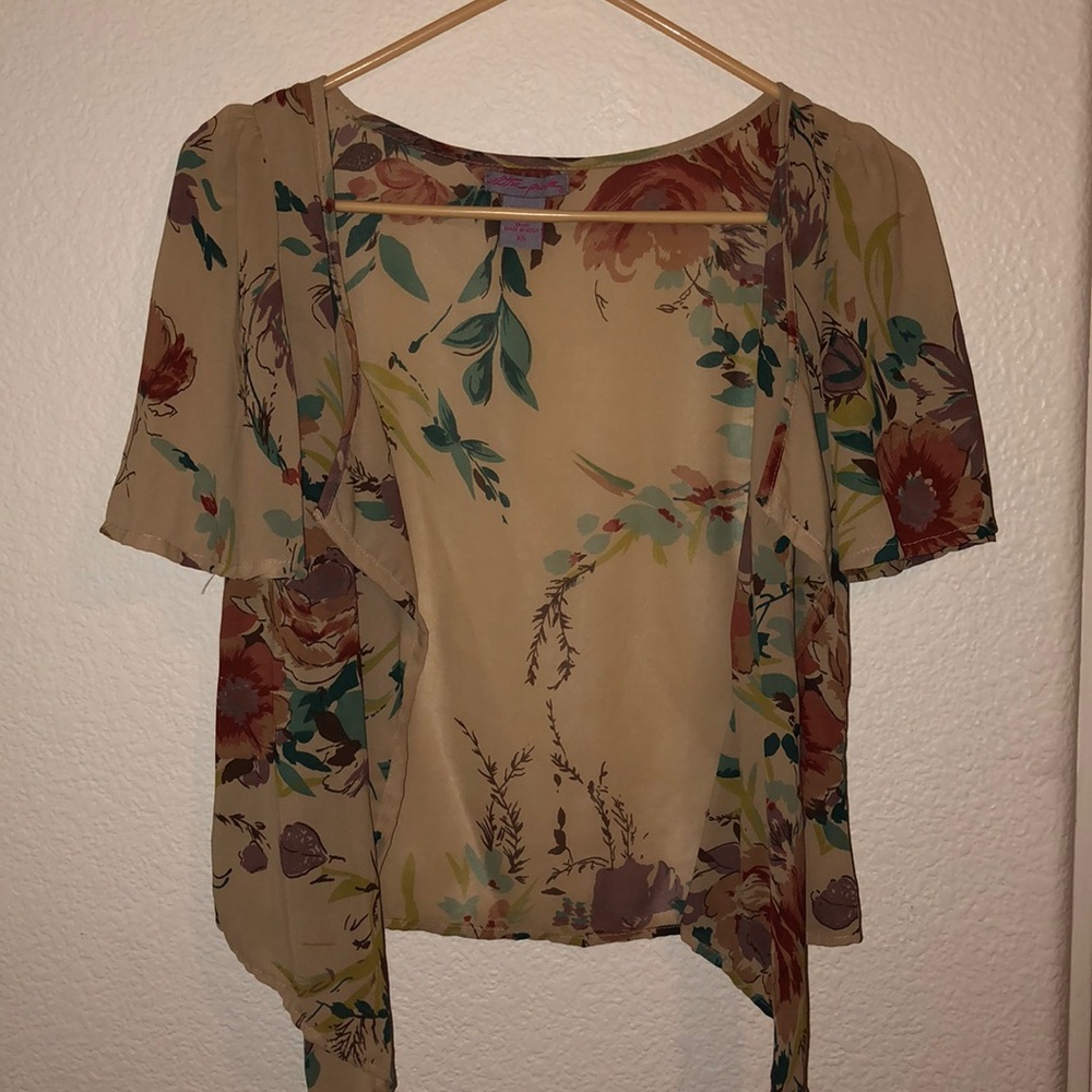 Open Translucent Floral Cardigan Slip